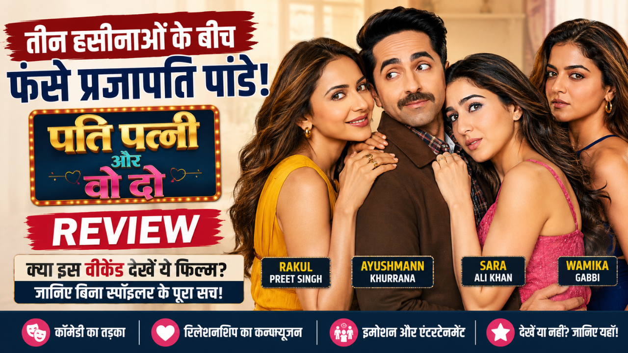 Ayushmann Khurrana Rakul Preet Sara Ali Khan and Wamiqa Gabbi Shine in Pati Patni Aur Woh Do Honest Movie Review